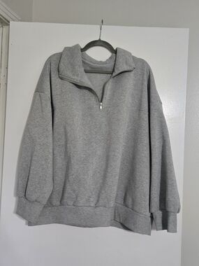 Gray Quarter Zip Pullover Sweatshirt